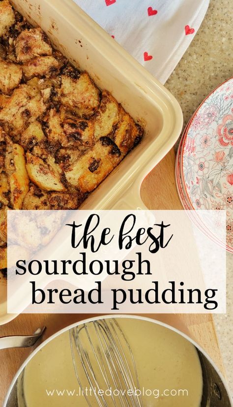 my favorite sourdough bread pudding recipe Recipe With Sourdough Bread, Sourdough Bread Desserts, Bread Pudding Sourdough, Bread Pudding With Sourdough Bread, Sour Dough Bread Pudding Recipe, Breakfast Bread Pudding Recipe, Healthy Bread Pudding Recipe, Toasted Sourdough Bread, Stale Sourdough Bread Recipes