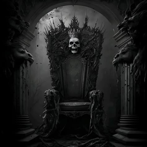 Evil Throne, Demon Throne, 7 Horses Running Painting Vastu Wallpaper, Skull Throne, Dark Throne, Dark Royalty Aesthetic, Egg Calories, King On Throne, Royal Throne