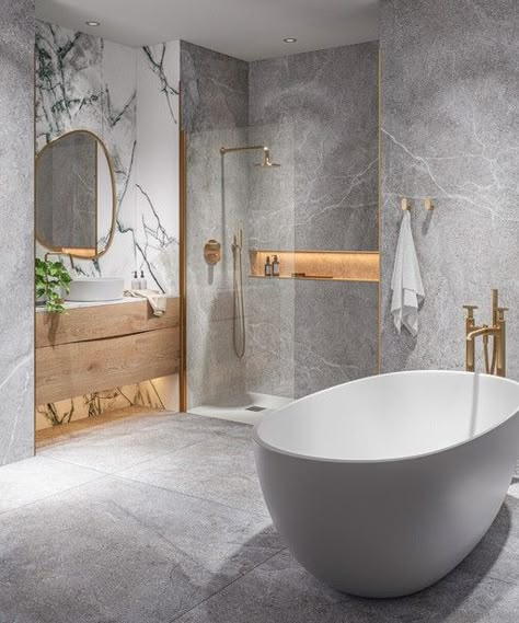 Extra Large Bathroom Tiles, Marble Grey Bathroom, Large Porcelain Shower Tiles, Grey Marble Bathroom Tiles, Large Tile Shower Ideas, Bathroom Rich, Large Bathroom Tiles, Grey Tile Bathroom, Modern Grey Bathroom