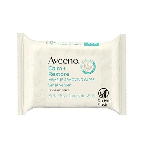 Aveeno Calm + Restore Nourishing Makeup Remover Face Wipes, Fragrance Free Facial Cleansing Towelettes with Oat Extract & Calming Feverfew, Alcohol Free, 100% Plant-Based Cloth, 25 ct Best Face Wipes, Fragrance Free Makeup, Facial Cloths, Makeup Removing, Face Wipes, Sugar Waxing, Facial Wipes, Makeup Remover Wipes, Makeup Wipes