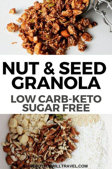 Seed Granola, Keto Cereal, Desayuno Keto, Keto Granola, Granola Recipe Homemade, Keto Diet Breakfast, Gaps Diet, Grain Free Granola, Keto Friendly Desserts