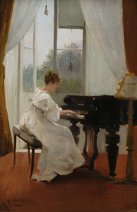 Albert Ludovici Jnr - piano player متحف فني, Piano Practice, Playing The Piano, Piano Art, Victorian Paintings, Music Painting, Piano Player, Old Paintings, Victorian Art