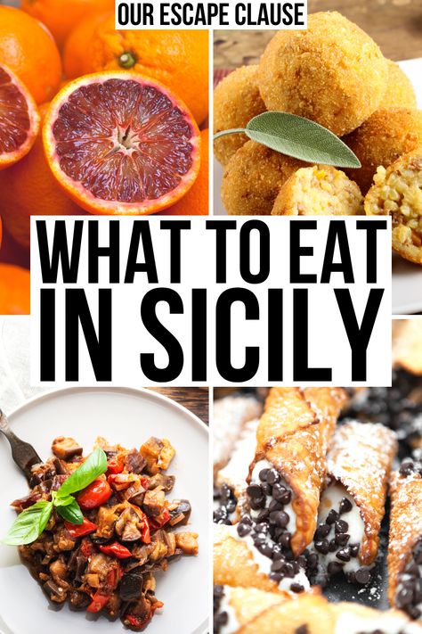 From cannoli to arancini and beyond, here are the best things to eat in Sicily!  traditional sicilian food | sicilian food guide | best food in sicily italy | sicily italy food | eating in sicily | best things to eat in italy | italy food guide | what to eat in italy | sicily foods | sicilian cuisine | best foods in sicily | best sicilian food | best dishes from sicily | italy travel tips | sicily travel tips | sicily vacation guide | travel guide for sicily italy | sicily italy travel ideas Sicily Food, Messina Sicily, Sicily Travel, Traditional Dishes, Things To Eat, Sicilian Recipes, Italy Food, Italy Travel Tips, Food Options