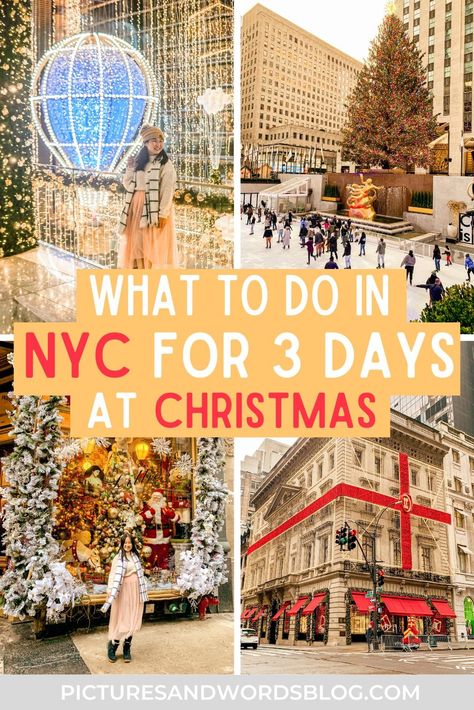 If you're planning to spend Christmas in New York City and wondering what to do, you need to read this! This is the perfect NYC Christmas itinerary for 3 days, with the best New York Christmas decorations and holiday spots, top NYC attractions, and more! Find out the best things to do in New York City at Christmas, where to eat, where to stay, and more. You'll find out exactly how to plan the best Christmas in NYC vacation. Nyc Christmas Activities, Things To Do New York Christmas, New York Trip In December, Things To Do In New York For Christmas, New York Christmas Vacation, Must See In Nyc At Christmas, Nyc Holiday Itinerary, Nyc Christmas Things To Do, New York Christmas Bucket List