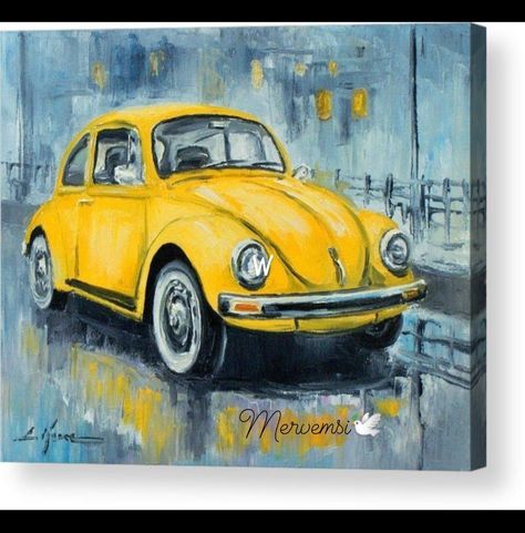 Volkswagen Painting, Beetle Painting, Luke 4, Beetle Art, Oscars After Party, Vw Art, Tiger Pictures, Revealing Dress, Realistic Paintings