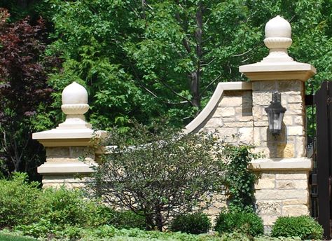 Entry Pillars Driveway, Entrance Gate Pillar Design, Driveway Entrance Columns, Gate Pillars Driveway Entrance, Stone Wall Driveway Entry, Fence Pillars Front Gates, Stone Pillars Driveway Entrance, Entrance Gates Driveway Stone Pillars, Entry Gates Driveway Stone Columns