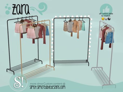 SIMcredible!'s Zara clothes rack Sims 4 Cc Furniture Clothing Rack, Clothes Rack Sims 4 Cc, Sims 4 Zara Cc, Clothing Rack Cc Sims 4, Sims 4 Cc Clothes Decor, Sims 4 Clothes Rack, Sims 4 Cc Simsresources, Sims 4 Clothing Rack, Simcredible Sims 4