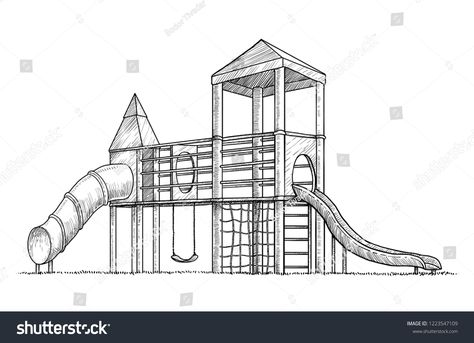 Playground illustration, drawing, engraving, ink, line art, vector #Ad , #affiliate, #drawing#engraving#Playground#illustration Playground Sketch Drawings, Playground Sketch, Playground Drawing, Playground Design Plan, Playground Plan, Playground Illustration, Park Drawing, Ink Line Art, Modern Playground