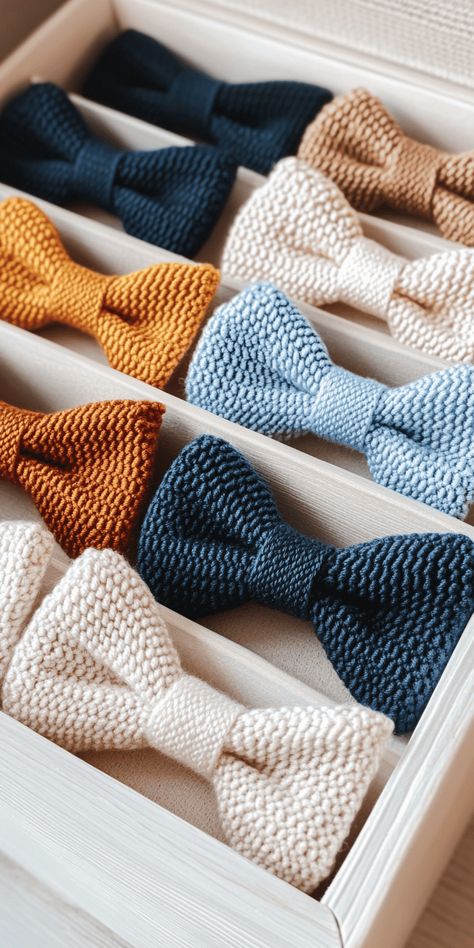 Knitted Wedding Bow Ties Perfect Mens Gift Crochet Bow Tie Pattern, Crochet Mens Tie, Crochet Bow Tie Free Pattern, Crochet Tie Pattern, Crochet Gift For Men, Crochet Wedding Gift Ideas, Crochet For Men Gift Ideas, Crochet Bowtie, Crochet Projects For Men