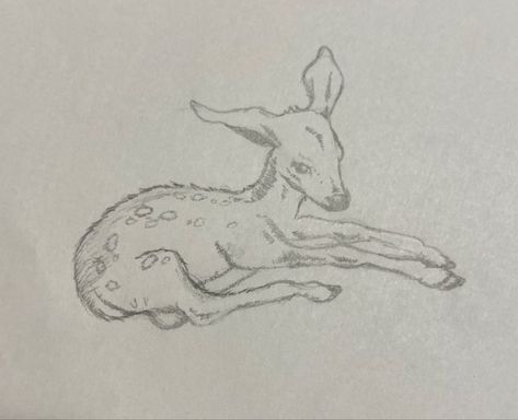 Sleeping Fawn Drawing, Deer Tattoo Coquette, Easy Woodland Animal Drawings, Sharp Objects Tattoo, Fawn Drawing Sketches, Fallow Deer Drawing, Sleeping Fawn Tattoo, Tattoos For Sensitive People, Deer Laying Down Drawing