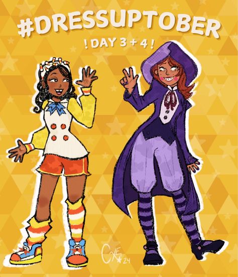 #DressupTober Days 3 & 4! 🧡✨💜 🌬️Outfit Credits: @unknownspy #dressuptober2024 #originalcharacter #oc #inktober2024 #inktober Dresstober Drawing, Inktober 2022 Prompts, Inktober Disorders, Inktober 2021 List, Quick Saves