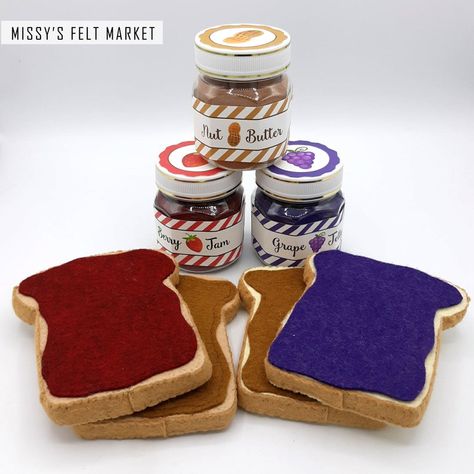 Pbj Sandwich, Kids Play Food, Play Kitchen Food, Felt Food Diy, Felt Food Patterns, Felt Kids, Jelly Sandwich, Food For Kids, Play Kitchen Accessories