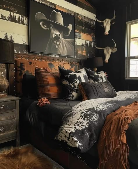 Cowgirl Bedroom, Western Bedrooms, Western Living Room, Country Bedroom Decor, Western Room, Western Rooms, Ranch House Decor, Western Bedroom Decor, Western Bedroom