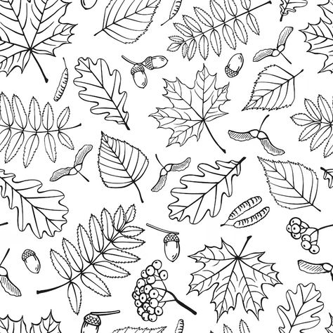 Premium Vector | Seamless pattern with autumn leaves hand drawn vector illustration Black And White Cartoon, Hand Drawn Vector Illustrations, Hand Drawn Vector, Vector Photo, Seamless Pattern, Premium Vector, Autumn Leaves, Seamless Patterns, Graphic Resources