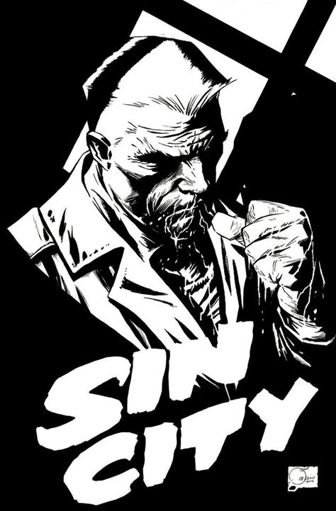 Sin City Marv, Sin City Comic, David Mazzucchelli, Drawing Batman, Frank Miller Art, Joe Quesada, Epic Drawings, Black And White Comics, Black Comics