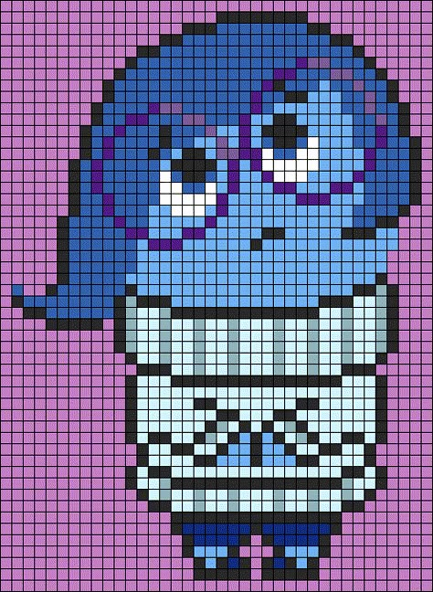 Alpha pattern #171748 | BraceletBook Pixel Art Inside Out, Pearl Beads Pattern, Graph Paper Drawings, Pixar Animation, Pix Art, Anime Pixel Art, Pixel Pattern, Media Logo, Pixel Art Pattern