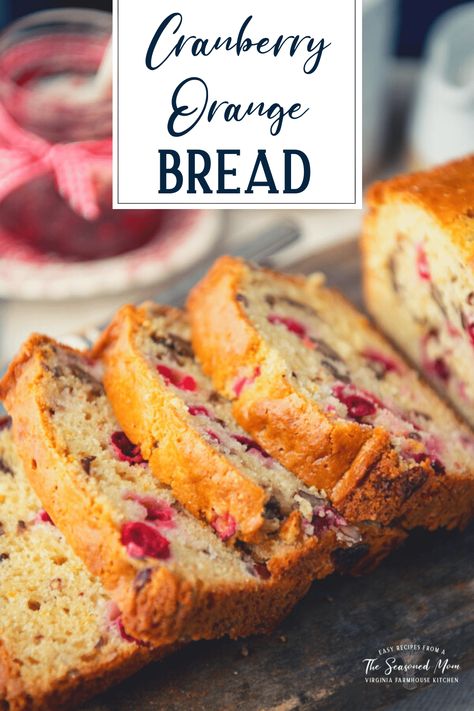 Mom's Cranberry Bread recipe is easy to stir together, perfect for gifting around the holidays, and always moist, buttery, and full of fresh orange flavor. Tart cranberries and crunchy nuts serve as a tasty contrast to the sweet, tender quick bread. Enjoy a slice of cranberry orange bread for breakfast on Thanksgiving or Christmas morning, or offer the loaf as a snack throughout the season alongside a cup of coffee, tea, hot cocoa or mulled cider! Tea Bread Recipes, Freezer Stock, Orange Cranberry Bread, Holiday Breads, Classic Christmas Recipes, Christmas Breads, Cranberry Nut Bread, Tea Breads, Fruit Breads