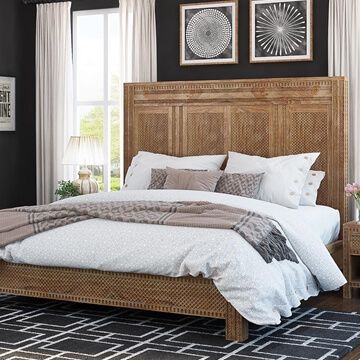 Rustic Solid Wood Platform Beds | King, Queen & Full Wooden Bed Frames Teak Bed Frame, Wood Carved Headboard, Clothing Armoire, Dc Apartment, Carved Beds, Carved Headboard, Elegant Bed, How To Make Headboard, Detail Drawing