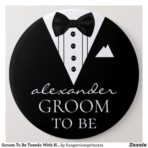 Groom To Be Tuxedo With Name On A Huge Pin Back Groom Shower Ideas Decorations, Groom To Be Decoration Ideas, Groom To Be Party Decorations, Groom To Be Cake Designs, Groom To Be Cake, Groomsmen Favors, Tuxedo Bow Tie, Photo Cake Topper, Groom To Be