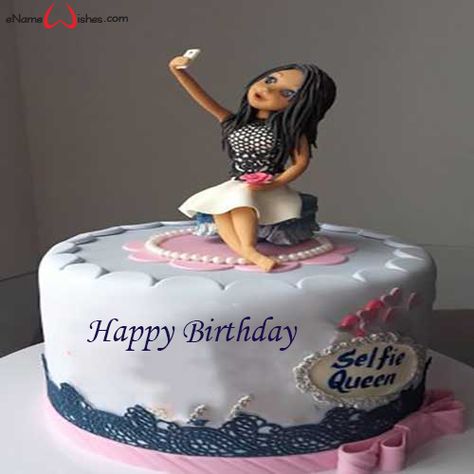 Selfie Birthday Name Cake - eNameWishes 16th Birthday Cake For Girls, Birthday Cake Girls Teenager, Queens Birthday Cake, Cake Designs For Girl, 14th Birthday Cakes, Birthday Cake Writing, Teen Cakes, New Birthday Cake, 13 Birthday Cake