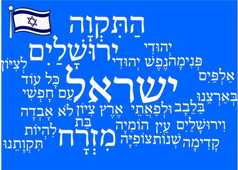 Israel's Independence Day, Yom Ha'atzmaut.  This wordle, Hatikvah, is Israel's national anthem.  For more information, please email us at mailto:teachers@jecc or print the pdf from www.teachercenter-jecc.wikispaces/yomha'atzmaut Feast Of Dedication Israelite, Yom Haatzmaut Preschool, Simchat Torah Flags Preschool, Yom Haatzmaut, Shema Yisrael Prayer, 74th Birthday, Messianic Judaism, Jewish People, Jewish Culture