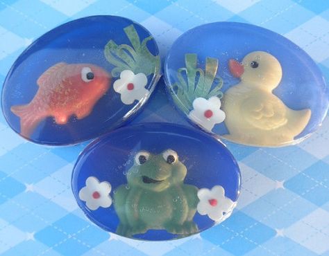 Childrens Glycerin Soap Frog Goldfish Ducky in by PureHeartSoap Ocean Soap, Clean Core, Lemon Scent, Soap Carving, Soap Ideas, Melt And Pour, Oranges And Lemons, Soap Packaging, Glycerin Soap