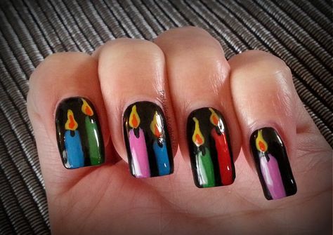 Candle Nails, Themed Nail Art, Nail Challenge, Birthday Nail Art, Nail Tip Designs, Art Designs Ideas, Spring Nail Trends, Advent Candles, I Love Nails