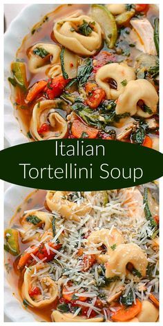 Italian Tortellini Soup can be made with fresh or frozen, thawed vegetables making this soup very versatile, easy and quick to make and enjoy. Italian Tortellini Soup, Soup Tortellini, Italian Tortellini, Soup Italian, Tortellini Recipes, Italian Soup, Tortellini Soup, Savory Soups, Soup And Stew