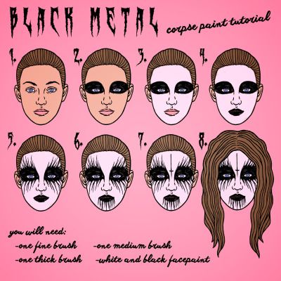 Big Goth Makeup, Corpse Paint Tutorials, Black Metal Makeup, Corpse Paint Makeup, Black Metal Corpse Paint, Corpse Makeup, Metalhead Makeup, Robin Eisenberg, Makeup Metallic