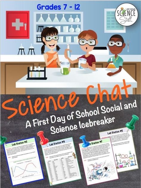 Icebreaker for the first day of school in a science classroom!  This perfect for middle school or high school. High School Biology Teacher, School Icebreakers, Sixth Grade Science, Middle School Science Classroom, First Day Activities, Lab Activities, High School Biology, Secondary Science, 8th Grade Science