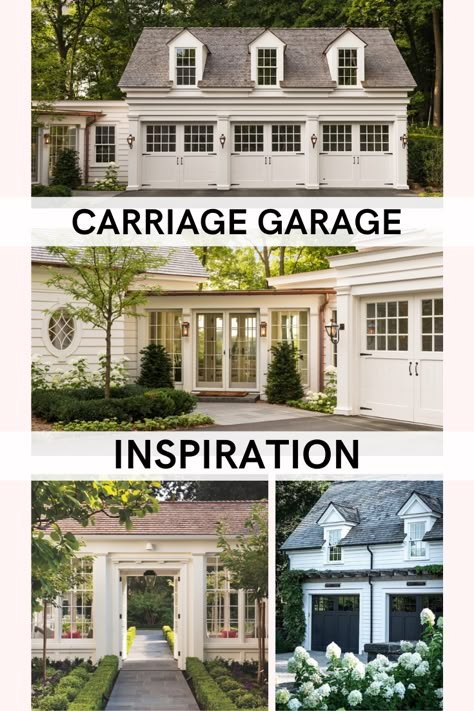 Attached Carriage House Garage, Garage Walkway To House, 2 Story Breezeway, House With 2 Garages, French Carriage House, Carriage House Decorating Ideas, Best Additions To A House, English Carriage House, Farmhouse Garage Addition