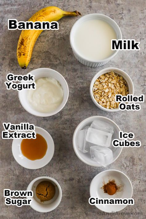 Breakfast Smoothie Oats, Cinnamon Smoothie Bowl, Rolled Oats Smoothie Recipe, Smoothies With Oat Milk, Liquid Breakfast Ideas, Oat Milk Smoothie Recipe, Cinnamon Bun Smoothie, Cinnamon Smoothie Recipes, Cinnamon Roll Smoothie