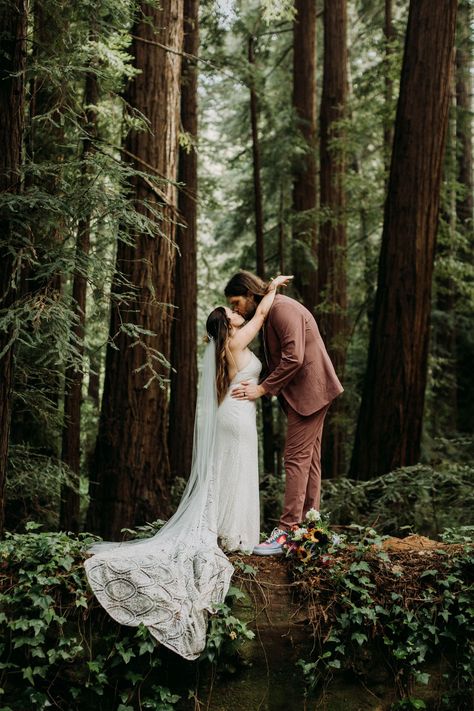 Big Sur Redwoods, Big Sur Wedding Photos, Redwood Elopement, Woods Elopement, Redwoods Wedding, Heather Wedding, Big Sur Elopement, Redwood Wedding, Boho Elopement