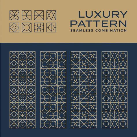 Luxury seamless pattern and ornament set... | Premium Vector #Freepik #vector #pattern-set #fashion-pattern #geometric-pattern #seamless-geometric Art Deco Logo, Luxury Pattern, Motif Art Deco, Geometric Pattern Design, Logo Pattern, Packaging Design Inspiration, Circle Pattern, Art Deco Design, 로고 디자인