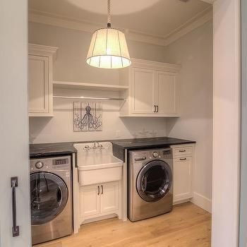 11 Beach Themed Laundry Rooms - Beach Bliss Living Sink Between Washer And Dryer, Between Washer And Dryer, Unfinished Basement Laundry, Basement Laundry Room Makeover, Barn Door Decor, Grey Laundry Rooms, Small Laundry Room Organization, Tiny Laundry Rooms, Basement Laundry Room