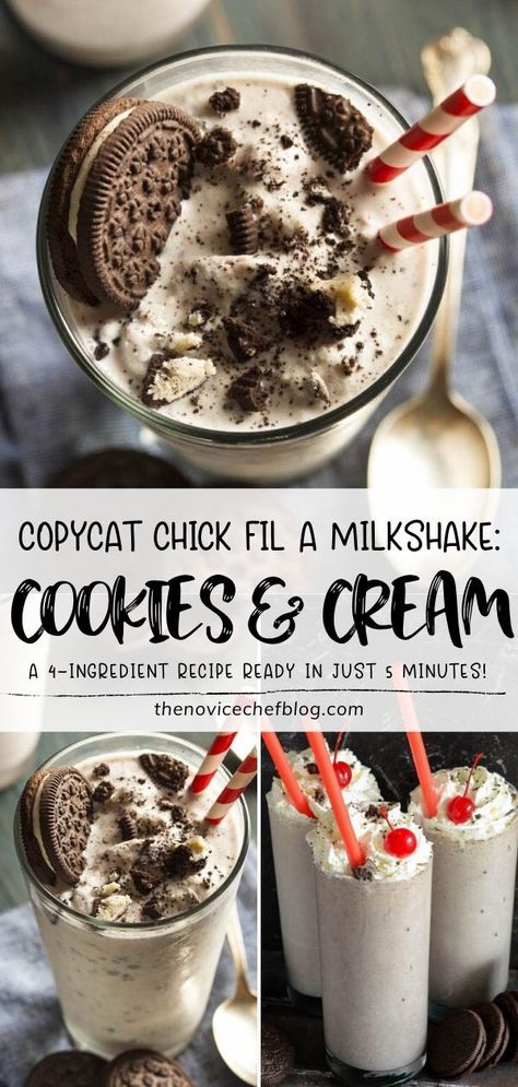 Diy Milkshakes With Ice Cream, Cookie And Cream Milkshake Recipe, Cookies And Cream Milkshake Recipe, Chick Fil A Milkshake Recipe, Chick Fil A Milkshake, Chick Fil A Cookies, Cookies And Cream Shake, Ninja Products, Milkshake Cookies