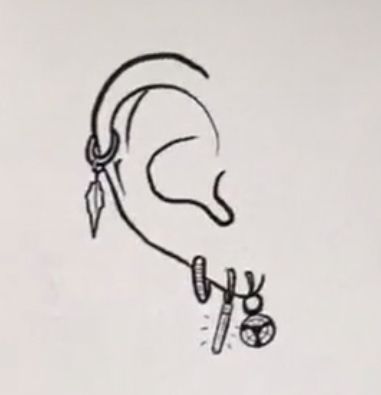 How To Draw Piercings, Piercings Reference, Piercing Drawing Reference, Piercings Drawing, Piercing Drawing, Instagram Grid Design, How To Draw Ears, Body Image Art, Anime Earrings