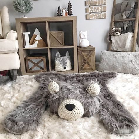 Cute Grizzly Bear Plush Rug Nursery Bear Rug, Camping Room, Lion Nursery, Grey Nursery Decor, Bear Nursery Decor, Bear Rug, Animal Rug, Bear Nursery, Grey Nursery