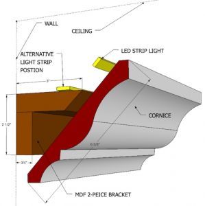 LED Cove Lighting Bracket 7" I Elite Trimworks Crown Molding With Led Lights, Tray Ceiling Lighting, Ceiling Alternatives, Cove Light, Cove Ceiling, Rope Lighting, Crown Moldings, Cove Lighting, Crown Moulding