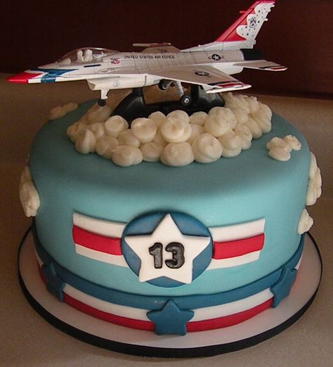 F-16 13Th Birthday Cake Fighter Jet Cake, Jet Cake, Planes Birthday Cake, Plane Cake, Airplane Birthday Cakes, 13th Birthday Cake, Planes Birthday Party, Airplane Cake, Planes Birthday