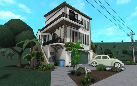 Bloxburg Pathways Ideas Exterior, Japanese Home Bloxburg, Bloxburg Realistic Front Yard, Bloxburg Town House Exterior, Bloxburg Craftsman House Ideas, Bloxburg House Ideas Exterior Japanese, Bloxburg Modern Autumn House, Realistic Bloxburg Town Ideas, Bloxburg Loft House Exterior