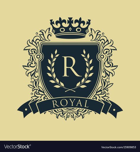 Emblem Logo Design, Royal Emblem, Wreath Vector, Heraldry Design, Royal Logo, Shield Vector, School Badges, Art Sketches Doodles, Royalty Aesthetic