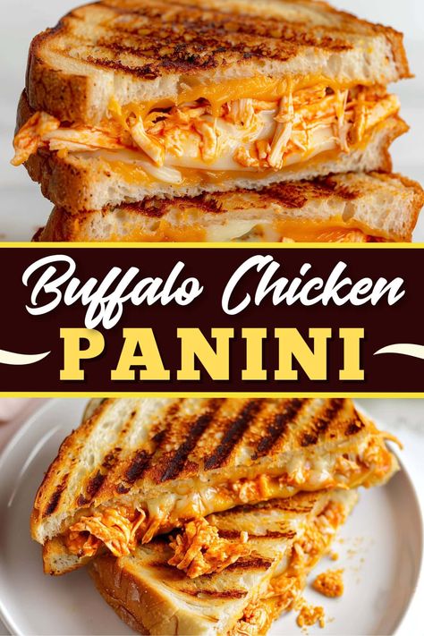 This buffalo chicken panini is totally restaurant-worthy! It's cheesy, spicy, creamy, and so delicious! Buffalo Chicken Panini Recipes, Panini Dinner Ideas, Dessert Panini Recipes, Chicken Panini Recipes, Buffalo Chicken Panini, Husband Lunch Ideas To Work, Easy Panini Recipes, Homeschool Cooking, Buffalo Chicken Grilled