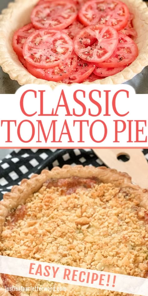 Easy Tomato Pie, Tomato Pie Recipe Easy, Southern Tomato Pie, Tomato Pie Recipe, Dinner Pies, Tomatoes Recipes, Cracker Toppings, Tomato Dishes, 12 Tomatoes Recipes