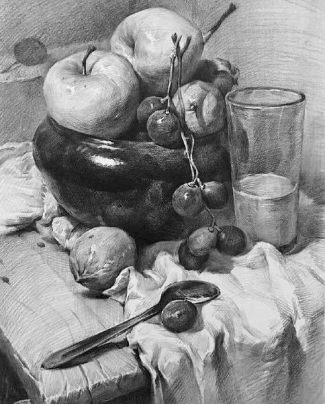 Still Life Sketch, Fruit Sketch, Academic Drawing, Life Sketch, Object Drawing, White Drawing, Charcoal Art, Still Life Drawing, Arte Sketchbook