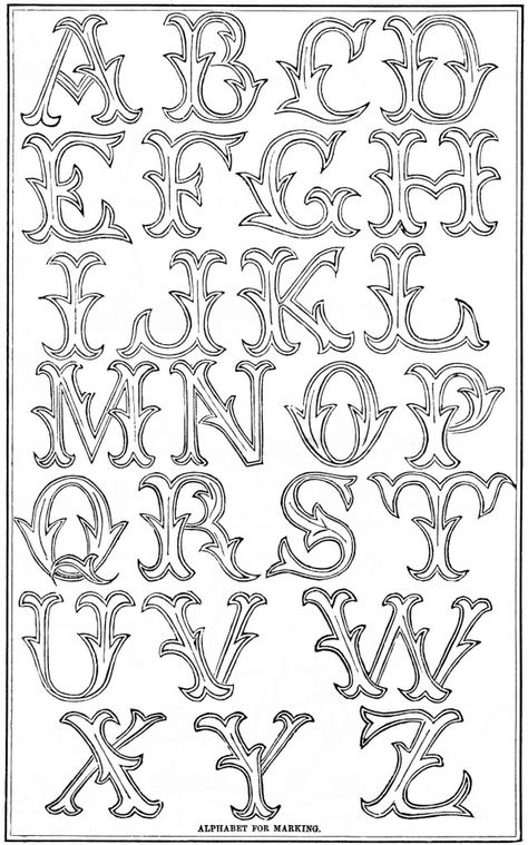 Old English Alphabet, Alphabet Graffiti, Alfabet Font, Tattoo Fonts Alphabet, Lettering Styles Alphabet, Tattoo Lettering Styles, Leather Tooling Patterns, Tooling Patterns, Graffiti Lettering Fonts