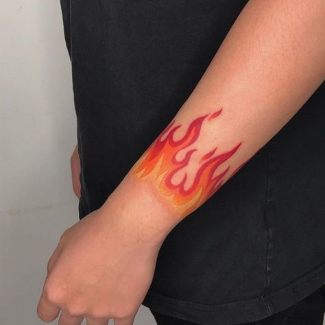 Reggaeton Tattoo Ideas, Flame Tattoo On Wrist, Flames Drawing Tattoo, Ankle Flame Tattoo, Fire Armband Tattoo, Flame Band Tattoo, Abstract Flame Tattoo, Fire Wrist Tattoo, Red Flames Tattoo