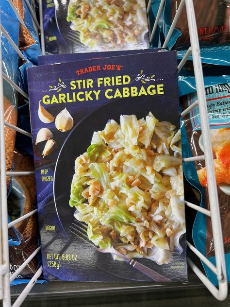 Stir-Fried Garlicky Cabbage Trader Joe’s Garlicky Cabbage, Garlicky Cabbage, Pork Spring Rolls, Pickle Seasoning, February Winter, Cacao Fruit, Almond Pesto, Chocolate Palette, Flavored Pancakes