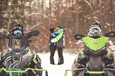 Snowmobile Pictures, Instagram Couples, Winter Activity, Winter Photoshoot, April Fools, Osprey Backpack, Winter Activities, Snowmobile, Engagement Shoot