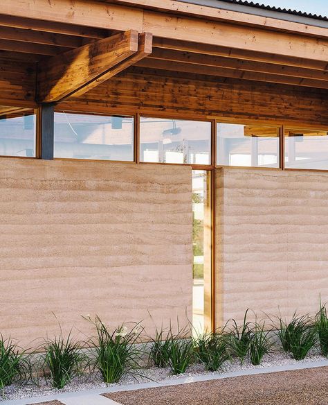 Compressed Earth Block, Michael Hsu, Earth Building, Rammed Earth Homes, Natural Building Materials, Rammed Earth Wall, Architect Magazine, Rammed Earth, Desert Homes